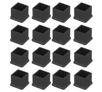 sourcing map Lot de 26 capuchons carrés en PVC pour pieds de chaise, 16 mm x 16 mm de diamètre extérieur - Noir