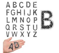 sourcing map Lot de 26 écussons à repasser avec strass - Lettres de l'alphabet de A à Z - Pour bricolage, vestes, chapeaux, vêtements, sac à dos - Noir