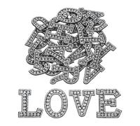 sourcing map Lot de 26 écussons décoratifs décoratifs en forme de lettres de l'alphabet A-Z - Noir transparent pailleté - Strass - Lettre anglaise - Pour réparation de vêtements, chapeaux, sacs