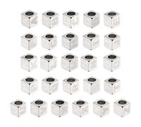 sourcing map Lot de 26 grandes perles carrées en acier inoxydable avec lettres de l'alphabet de A à Z en métal argenté métallisé pour bijoux, bracelets, colliers, boucles d'oreilles