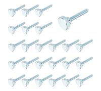 sourcing map Lot de 26 vis moletées M6 x 35 mm en acier carbone plaqué zinc à tête plate moletée entièrement filetée pour maison, machine
