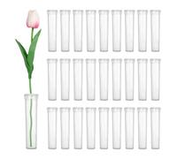 sourcing map Lot de 28 tubes à eau floraux transparents de 7,6 cm avec bouchons en plastique pour arrangements de fleurs fraîches, décoration d'asclépiade, fournitures de fleuriste, transparent