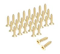 sourcing map Lot de 28 vis à bois cruciformes en laiton M4 x 16 mm, vis à bois plates cruciformes autotaraudeuses pour charnières de porte, travaux manuels en bois et projets de bricolage (doré, lot