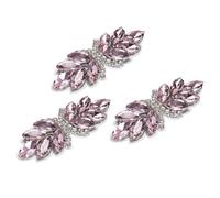 sourcing map Lot de 3 appliques en strass - 6,81 cm x 2,59 cm - Fleur en strass à coudre - Appliques à coudre pour robe de mariée - Pour vêtements de mariée, ceintures, sacs - Rose