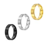 sourcing map Lot de 3 bagues en acier inoxydable, 6 mm, taille 6 - Brossé mat - Pour homme et femme - Argenté/noir/doré