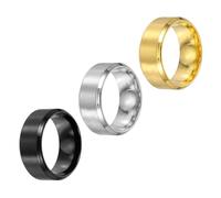 sourcing map Lot de 3 bagues en acier inoxydable, 8 mm, taille 6, plis de mariage brossés mats pour homme et femme, argenté/noir/doré