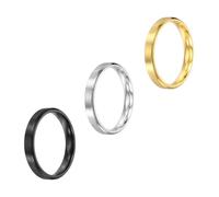 sourcing map Lot de 3 bagues en acier inoxydable de 4 mm - Taille 11 - Brossé mat - Pour homme et femme - Argenté/noir/doré