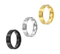 sourcing map Lot de 3 bagues en acier inoxydable de 6 mm - Taille 7 - Brossé mat - Pour homme et femme - Argenté/noir/doré