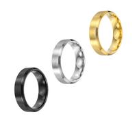 sourcing map Lot de 3 bagues en acier inoxydable de 6 mm - Taille 9 - Brossé mat - Pour homme et femme - Argenté/noir/doré
