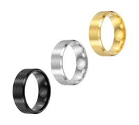 sourcing map Lot de 3 bagues en acier inoxydable de 8 mm - Taille 10 - Brossé mat - Pour homme et femme - Argenté/noir/doré
