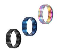 sourcing map Lot de 3 bagues en acier inoxydable de 8 mm - Taille 12 - Brossé mat - Pour homme et femme - Bleu/noir/coloré