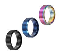 sourcing map Lot de 3 bagues en acier inoxydable de 8 mm - Taille 9 - Brossé mat - Pour homme et femme - Bleu/noir/coloré