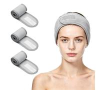 sourcing map Lot de 3 bandeaux spa réglables pour soins de la peau - Élastiques et doux - Avec crochet et boucle - Pour femme et adolescente - Pour lavage du visage, douche, bain, maquillage - Cadeau
