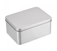 sourcing map Lot de 3 boîtes rectangulaires vides en fer blanc avec couvercles Argenté 12,5 x 9 x 6 cm