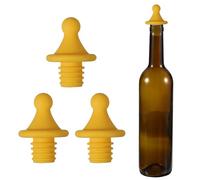 sourcing map Lot de 3 bouchons de vin en silicone en forme de toit, réutilisables, hermétiques, anti-fuites, avec bouchon de bouteille de bière pour bar, fête, jaune foncé