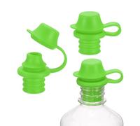 sourcing map Lot de 3 bouchons de vin en silicone réutilisables anti-déversement avec bouchon de protection pour bouteilles de vin, bière, champagne, maison, cuisine, bar, vert