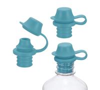 sourcing map Lot de 3 bouchons de vin réutilisables en silicone anti-déversement avec bouchon de protection pour bouteilles de vin, bière, champagne, maison, cuisine, bar, bleu foncé
