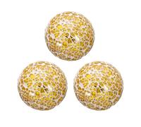 sourcing map Lot de 3 boules décoratives en verre de 6,9 cm pour centre de table, boules en verre mosaïque pour décoration de bols, vases, table à manger, fête, ton doré