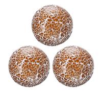sourcing map Lot de 3 boules décoratives en verre de 8 cm pour centre de table, boules en verre mosaïque pour décoration de bols, vases, table à manger, fête, marron clair