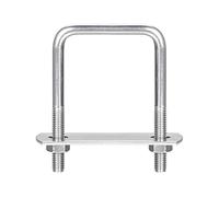 sourcing map Lot de 3 boulons en U carrés de 44 mm de largeur intérieure 65 mm de longueur M6 en acier inoxydable 304 avec écrous et plaques, pour remorque de bateau