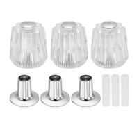 sourcing map Lot de 3 boutons de robinet de rechange en acrylique avec base à bride pour poignée de robinet de baignoire/douche, broche à 12 points, transparent, argenté