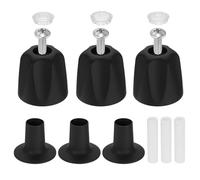 sourcing map Lot de 3 boutons de robinet de rechange en métal pour baignoire chaude et froide avec base à bride pour poignée de robinet de baignoire/douche, broche de douche à 12 points, noir