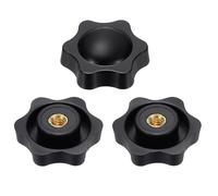 sourcing map Lot de 3 boutons en forme d'étoile avec filetage femelle de 38 mm - Tête en plastique à 6 points - Insert en laiton - Trou non traversant - Vis filetée - Poignées de serrage à la main