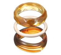 sourcing map Lot de 3 bracelets joncs en résine acrylique pour femme - Large manchette géométrique - Empilable - Bracelet en acétate - Cadeau tendance - Beige et marron