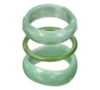 sourcing map Lot de 3 bracelets joncs en résine acrylique pour femme - Large manchette géométrique - Empilable - Bracelet en acétate - Cadeau tendance irrégulier - Série verte