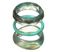 sourcing map Lot de 3 bracelets joncs en résine acrylique pour femme - Large manchette géométrique - Empilable - Bracelet en acétate - Cadeau tendance irrégulier - Série bleue