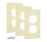 sourcing map Lot de 3 caches de plaque d'interrupteur, couvercle décoratif en ABS, panneau d'interrupteurs muraux électriques à peindre pour salle de bain, chambre à coucher, bureau, blanc (duplex)