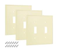 sourcing map Lot de 3 caches de plaque d'interrupteur, couvercle décoratif en ABS pour prise murale électrique, panneau d'interrupteurs pour salle de bain, chambre à coucher, bureau, blanc (2 bascules