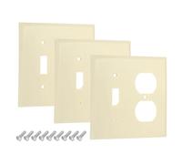 sourcing map Lot de 3 caches de plaque d'interrupteur, couvercle décoratif en ABS pour prise murale électrique à peindre pour salle de bain, chambre à coucher, bureau, blanc (1 bascule, 1 dulex)