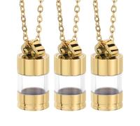 sourcing map Lot de 3 colliers avec pendentif en forme de fiole avec bouchon à vis (2,5 cm H x 1,1 cm OD) pour urne, cendres, parfum, bijoux, doré