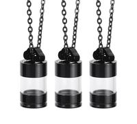 sourcing map Lot de 3 colliers avec pendentif en forme de fiole avec bouchon à vis (2,5 cm H x 1,1 cm OD) pour urne, cendres, parfum, bijoux, noir