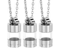 sourcing map Lot de 3 colliers avec pendentif en forme de fiole avec bouchon à vis (2,5 cm H x 1,1 cm OD) pour urne, cendres, parfum, bijoux, argent