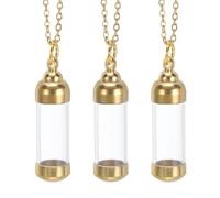 sourcing map Lot de 3 colliers avec pendentif en forme de fiole avec bouchon à vis (4,2 cm H x 1,1 cm OD) pour urne, cendres, parfum, bijoux, doré