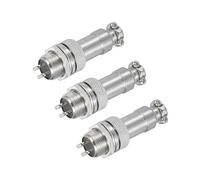 sourcing map Lot de 3 connecteurs aviation GX12 à 2 broches 125 V 5 A 16 mm en métal avec prise mâle femelle pour remorques, drones, équipements industriels, argent