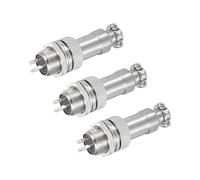 sourcing map Lot de 3 connecteurs aviation GX12 à 3 broches 125 V 5 A 16 mm en métal avec prise mâle femelle pour remorques, drones, équipements industriels, argent
