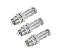 sourcing map Lot de 3 connecteurs d'aviation GX12 à 4 broches 125 V 5 A 16 mm en métal avec prise mâle femelle pour remorques, drones, équipements industriels, argent