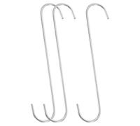 sourcing map Lot de 3 crochets en S pour suspension, cintres en fer extra longs de 30 cm pour armoire, cuisine, atelier, placard, salle de bain, jardin, argent mat