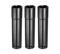 sourcing map Lot de 3 douilles à choc profondes à 6 pans 1/2" - Douille métrique de 27 mm - Extra longue - En acier traité thermiquement 45# - Pour réparation d'écrous hexagonaux et boulons - Noir