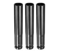 sourcing map Lot de 3 douilles à choc profondes à 6 pans 1,27 cm 19 mm extra longue en acier traité thermiquement 45# pour réparation d'écrous hexagonaux, écrous hexagonaux, boulons et réparation