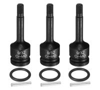 sourcing map Lot de 3 douilles hexagonales à impact 1/2" en acier SAE CR-MO 6 points avec goupille fendue pour adaptateur de perceuses électriques