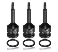 sourcing map Lot de 3 douilles Torx T30 à impact 6 points en acier CR-MO avec goupille fendue et joint torique pour perceuse, perceuse, garage, atelier