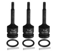 sourcing map Lot de 3 douilles Torx T35 à impact 6 points en acier CR-MO avec goupille fendue et joint torique pour perceuses électriques, garages, ateliers