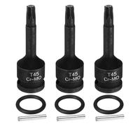 sourcing map Lot de 3 douilles Torx T45 à impact 6 points en acier CR-MO avec goupille fendue et joint torique pour perceuses électriques, garages, ateliers