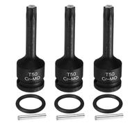 sourcing map Lot de 3 douilles Torx T50 à impact 6 points en acier CR-MO avec goupille fendue et joint torique pour perceuses électriques, garages, ateliers
