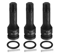sourcing map Lot de 3 douilles Torx T70 à impact 6 points en acier CR-MO avec goupille fendue et joint torique pour perceuses électriques, garages, ateliers