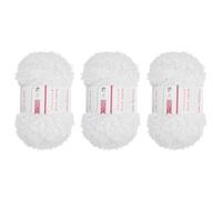 sourcing map Lot de 3 écheveaux de fil de cils en polyester doux, moelleux et pelucheux pour crochet, tricot, loisirs créatifs, sacs à vêtements - 50 m - Blanc